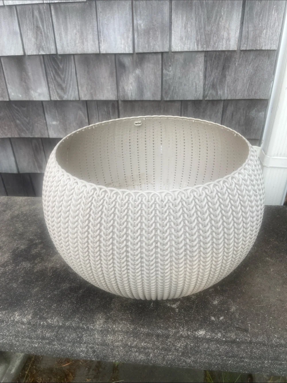 Cream Knit-Texture Decorative Planter Pot - Unbranded